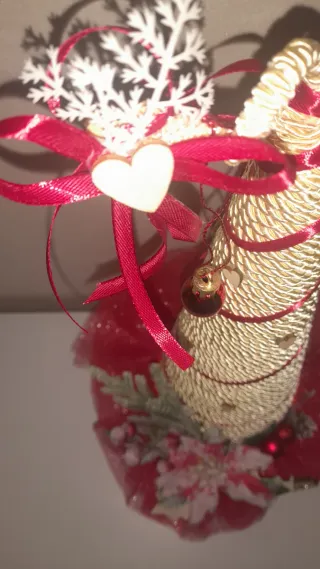 Decorazione Natalizia Cono Oro e Rosso