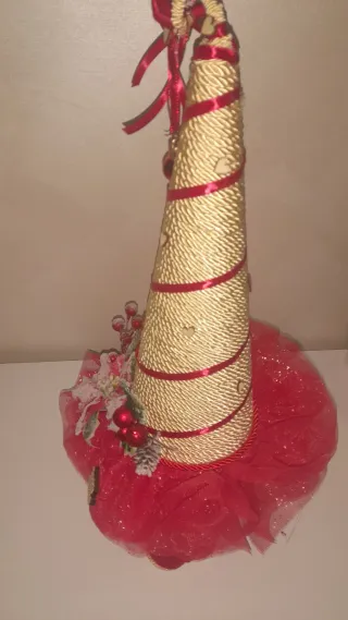 Decorazione Natalizia Cono Oro e Rosso