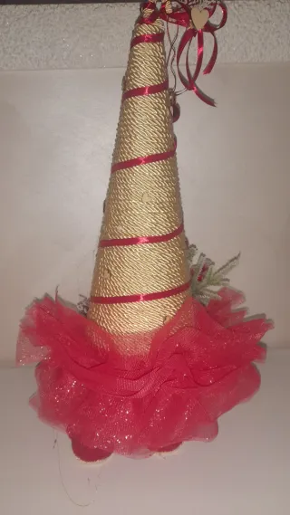 Decorazione Natalizia Cono Oro e Rosso