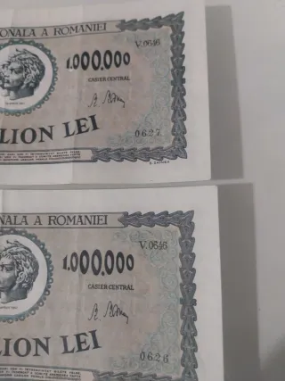 2 Billetes 1.000.000 Lei Rumanía