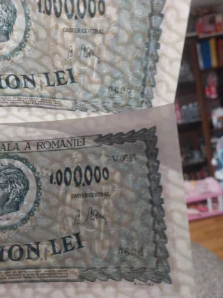 2 Billetes 1.000.000 Lei Rumanía