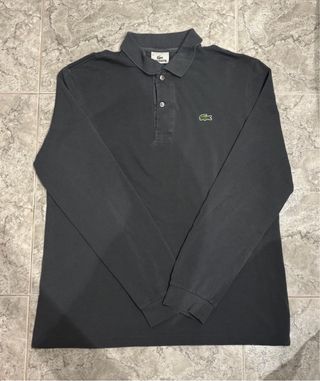 Polo Lacoste Manga Larga Gris
