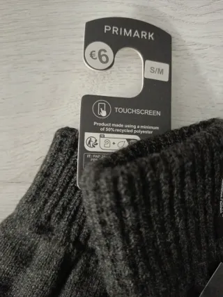 Guantes Hombre Primark Talla S/M Gris