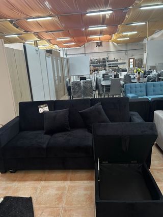 Sofá cama moderno negro + taburete NUEVO