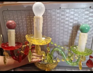 Lampadario vintage vetro colorato