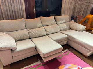Sofá modular beige de tela
