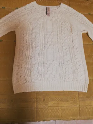 Jersey Pull&Bear blanco trenzado talla XS