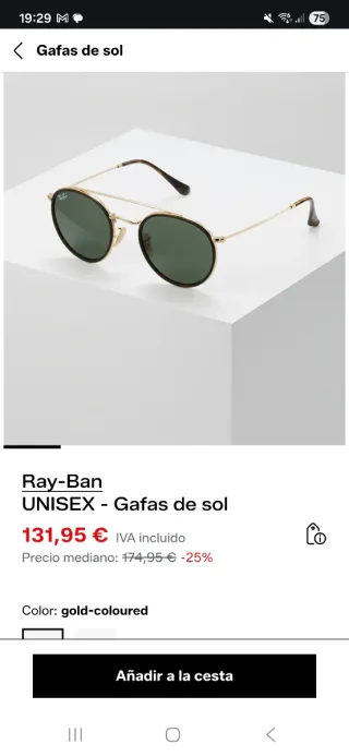 Gafas de sol Ray-Ban negras y doradas