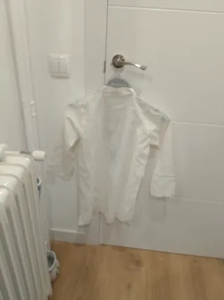 Blusón blanco mujer talla M bordado azul