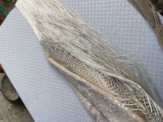 Mantón de Manila Antiguo Beige Bordado