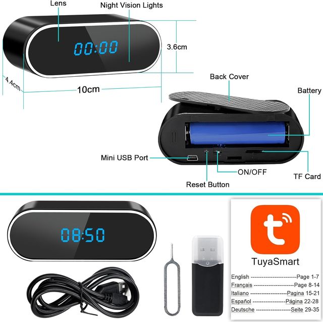 Cámara Espía Oculta WiFi, 2,4G/5G Mini reloj