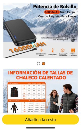 Chaleco Calefactable Negro Unisex