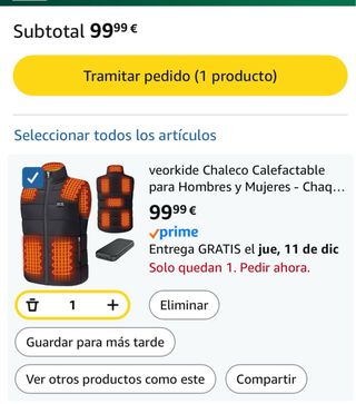 Chaleco Calefactable Negro Unisex