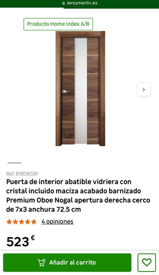 Puerta de interior Oboe nogal cristal