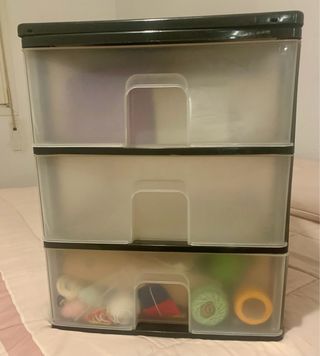 3 Cajoneras Plástico Transparentes Negras