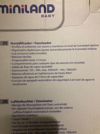 Humidificador Miniland Humitouch Pure 5L