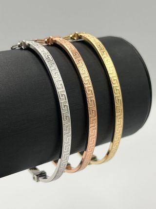 SEMANARIO 3 PULSERAS RIGIDAS GRECA 4MM 18k