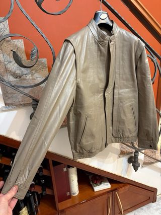 Giubbino in vera pelle vintage beige