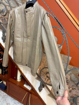 Giubbino in vera pelle vintage beige