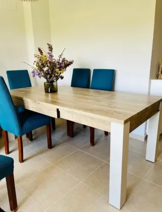 Mesa comedor + 6 sillas tapizadas