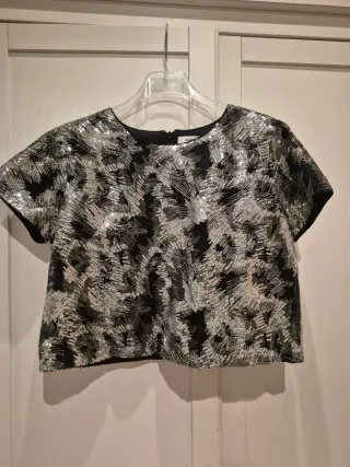 Top lentejuelas negro y plateado
