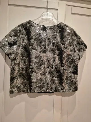 Top lentejuelas negro y plateado