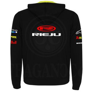 SUDADERA MOTO RIEJU CON GORRO Y CREMALLERA FLUOR