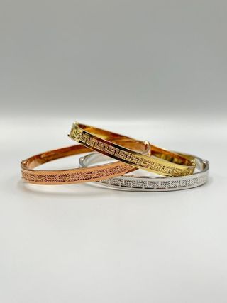 SEMANARIO 3 PULSERAS RIGIDAS GRECA 6MM 18k