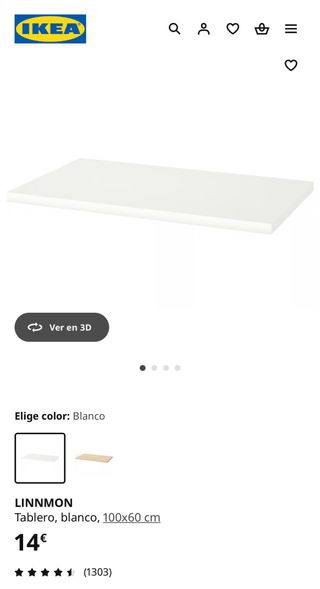 Tablero LINNMON IKEA Blanco 100x60 cm