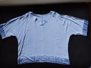 Camisa italiana viscosa azul talla única