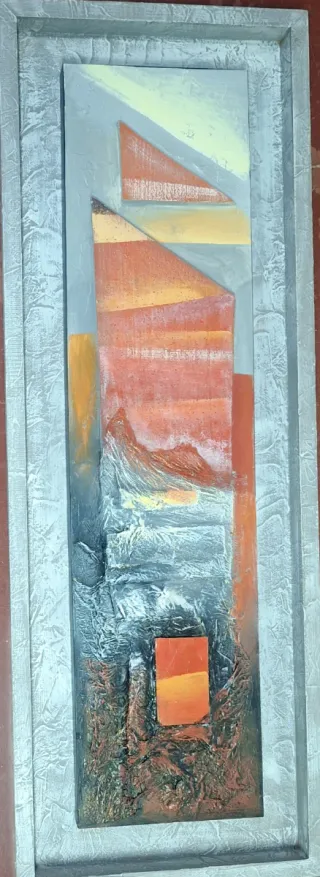 Cuadro abstracto moderno gris y naranja