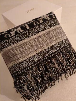 Bufanda  Cachemira Negra Beige Mujer.