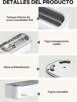 Limpiador Ultrasónico Gafas Joyas Relojes
