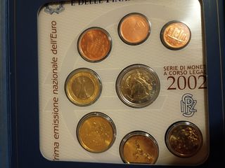 Italia 2002 cartera valores 1 céntimo a 2 euros €
