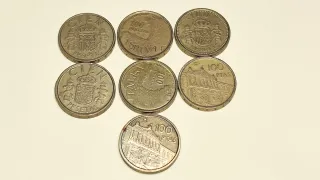 Lote 7 monedas de 100 Pts, Juan Carlos I