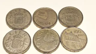 Lote 7 monedas de 100 Pts, Juan Carlos I