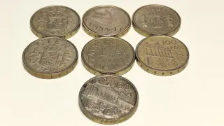 Lote 7 monedas de 100 Pts, Juan Carlos I