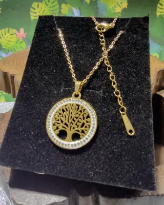 Colgante Acero Árbol de la Vida Dorado