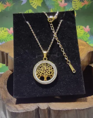 Colgante Acero Árbol de la Vida Dorado