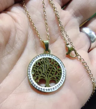 Colgante Acero Árbol de la Vida Dorado