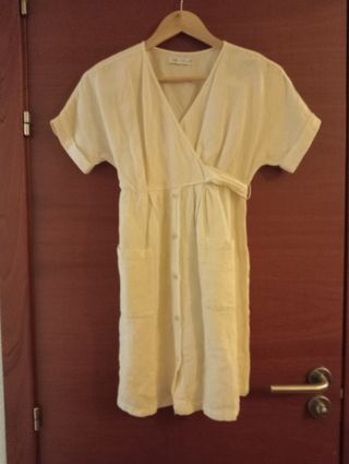 Vestido Zara Lino beige niña