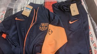 Conjunto chaqueta FC. Barcelona Nike Azul Naranja