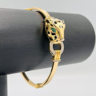 PULSERA RIGIDA 1 PANTERA CON CIRCONITAS 18k