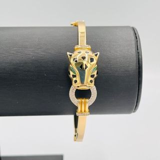 PULSERA RIGIDA 1 PANTERA CON CIRCONITAS 18k
