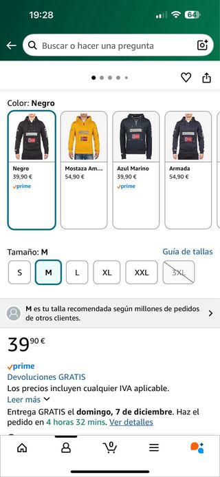 Sudadera Geographical Norway Negra Talla M