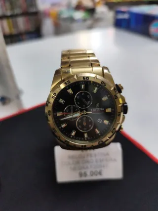 Reloj Festina Cronógrafo Dorado Esfera Negra