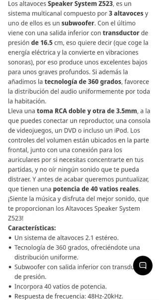 Altavoces 2.1 Logitech Z523 Negros