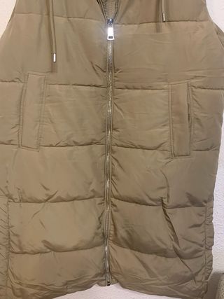 Chaleco largo acolchado mujer beige