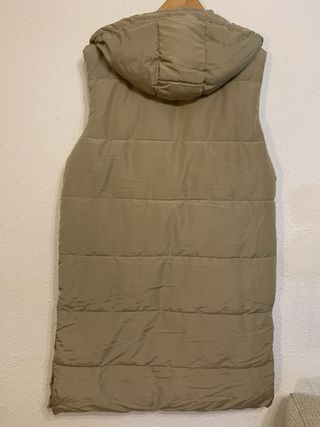 Chaleco largo acolchado mujer beige