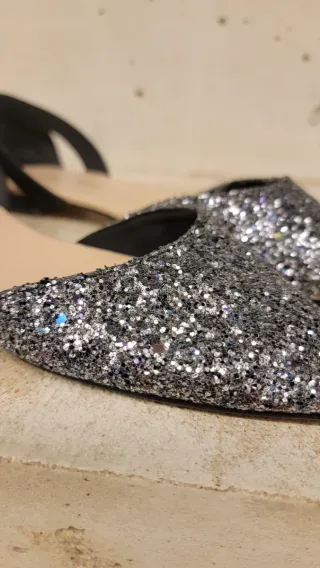 Bailarinas Brillantes Plateadas Negras